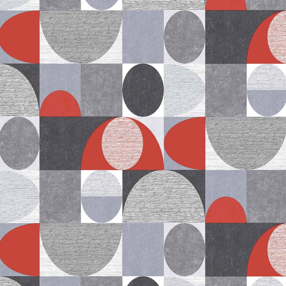 Patton Wallcoverings JJ38024 Rewind Geo Dome In Black, Red And Grey Wallpaper 